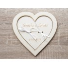 Svatební podnos pod prstýnky srdíčko se stuhami