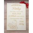 Dřevěná pamětní tabulka A4 s údaji a fotkou na míru