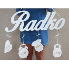 Velké dřevěné jméno s údaji 70cm