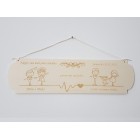 Dřevěná tabule příběh rodiny šířka 55cm na míru