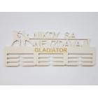 Dřevěný držák na medaile nikdy se nevzdávej! s laserováním 55cm