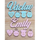 Malá jména s údaji do fotorámečků, výška 49mm