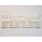 Dřevěný držák na medaile vodní pólo s laserováním 55cm