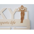 Dřevěný držák na medaile s laserováním 45cm street workout