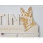 Dřevěný držák na medaile s laserováním 45cm pes Německý ovčák