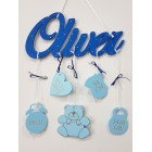 5 závěsných doplňků s jménem Oliver a zvířátkem medvídek