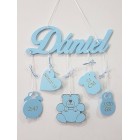 5 závěsných doplňků s jménem Oliver a zvířátkem medvídek