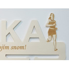 Dřevěný držák na medaile s laserováním 45cm běh