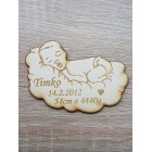 Dřevěná magnetka miminko BABY šířka 5cm