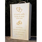 Dřevěná dárková krabice na víno 2x0,75l - kroužky