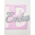 Dřevěné písmeno s jménem cca 30cm - E - Emka