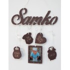 5 zavěšených doplňků s názvem barva čokoládová