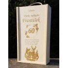 Dřevěná dárková krabička na víno 2x0,75l - dárek k 60ce - jelen