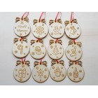 Dřevěné vánoční vločky 8cm balení 12ks