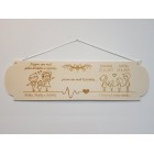 Dřevěná tabulka příběh rodiny šířka 55cm