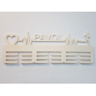 Dřevěný věšák na medaile pulz tep srdce + jméno 55cm