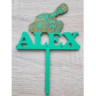 Dřevěný zapich na míru s názvem tank šířka 15cm malovaný - zelená