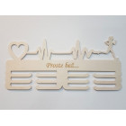 Dřevěný držák na medaile s laserovaným textem 45cm pulz srdce