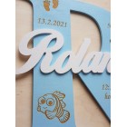 Dřevěné písmeno s jménem a údaji cca 30cm - Roland