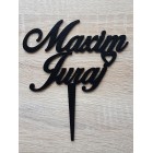 Dřevěný zapich na míru se 2 jmény šířka 15cm malovaný