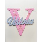 Dřevěné písmeno s názvem a údaji cca 30cm - Viktória
