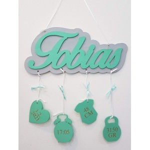 Jméno s údaji na tabulce s obrysem