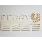 Dřevěný držák na medaile s laserovým gravírováním 45cm pejsek Hovawart