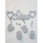 Dárek pro křeslo jméno se srdíčky a údaji Viliam