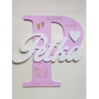 Dřevěné písmenko se jménem a údaji cca 30cm Peťka