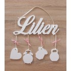 Dřevěná tabule s údaji barva bílá