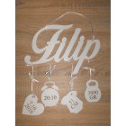 Dřevěná tabule s údaji barva bílá