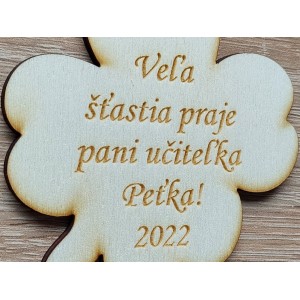 Darček od paní učitelky magnetka čtyřlístek 9cm 2
