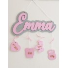 Jméno na zeď Emma s pozadím a údaji