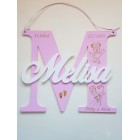 Dřevěné písmeno s jménem a údaji cca 30 cm - Hanka