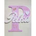 Dřevěné písmeno s jménem a údaji cca 30 cm - Hanka