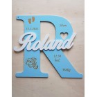 Dřevěné písmeno s jménem a údaji cca 30 cm - Hanka