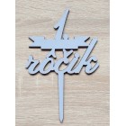 Dřevěná ozdobná špička na dort na míru 1. narozeninám malovaná