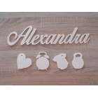 Výrobek-Dřevěné jméno s doplňky na dokončení