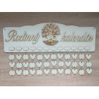 Dřevěný rodinný kalendář typu B se nápisem "Rodinný kalendář" STROM