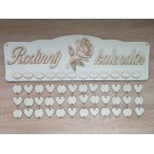 Dřevěný rodinný kalendář typ B s nápisem "Rodinný kalendář" RUŽA