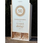 Dřevěná dárková krabice na víno 2x0,75l - dárek k 50. narozeninám - značka