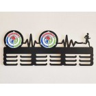 Dřevěný věšák na medaile natřený černou barvou, 55 cm na 2 TRIFFT