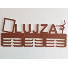 Dřevěný věšák na medaile malovaný 55 cm s vygravírováním - černý