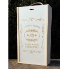 Dřevěná dárková krabička na víno 2x0,75l - dárek k 70. narozeninám - ornament