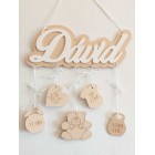 Jméno David s pozadím a údaji + zvířátko kočka