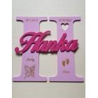 Dřevěné písmeno s jménem a údaji cca 30cm - Alexik