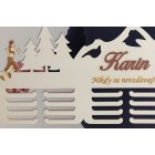 80cm dřevěný věšák na medaile s laserováním a jménem BEH