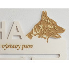 Dřevěný držák na medaile s laserováním 45 cm pes Holandský ovčák krátkosrstý