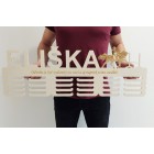 80cm dřevěný věšák na medaile s laserováním a jménem - Parkurové jezdectví