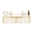 Dřevěný držák na medaile s laserováním 45cm běh a puls